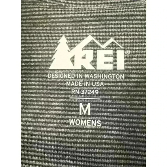 REI Women's Medium Half-Zip Midweight Base Layer Gray Stripe Long Sleeve - Picture 4 of 9